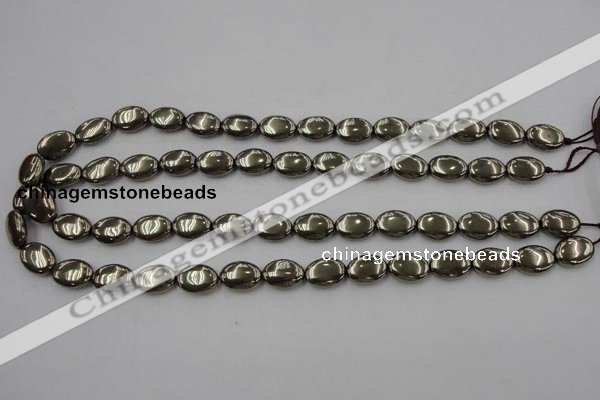 CPY232 15.5 inches 10*14mm oval pyrite gemstone beads wholesale