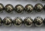 CPY25 16 inches 14mm round pyrite gemstone beads wholesale