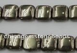 CPY251 15.5 inches 12*12mm square pyrite gemstone beads wholesale