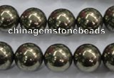 CPY26 16 inches 16mm round pyrite gemstone beads wholesale