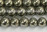 CPY260 15.5 inches 4mm round pyrite gemstone beads wholesale