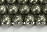 CPY261 15.5 inches 6mm round pyrite gemstone beads wholesale