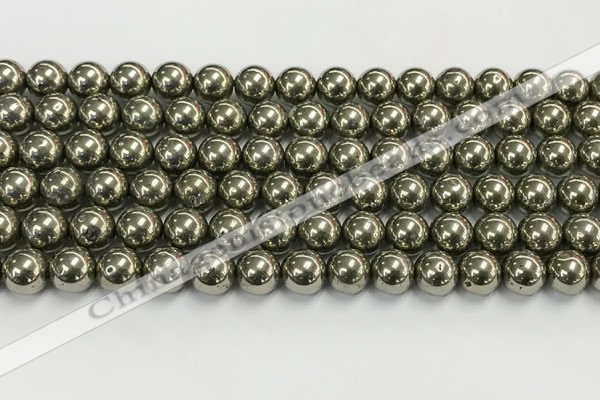 CPY262 15.5 inches 8mm round pyrite gemstone beads wholesale