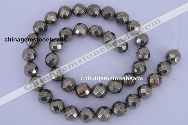 CPY29 16 inches 8mm faceted round pyrite gemstone beads wholesale