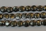 CPY300 15.5 inches 7mm flat round pyrite gemstone beads wholesale