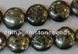 CPY303 15.5 inches 16mm flat round pyrite gemstone beads wholesale