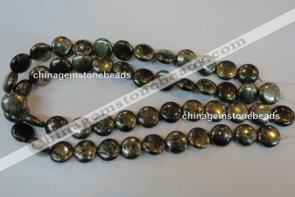 CPY303 15.5 inches 16mm flat round pyrite gemstone beads wholesale