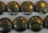 CPY304 15.5 inches 18mm flat round pyrite gemstone beads wholesale