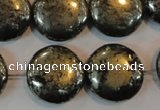 CPY305 15.5 inches 20mm flat round pyrite gemstone beads wholesale