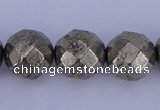 CPY31 16 inches 12mm faceted round pyrite gemstone beads wholesale