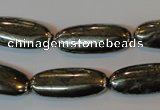 CPY311 15.5 inches 10*25mm oval pyrite gemstone beads wholesale