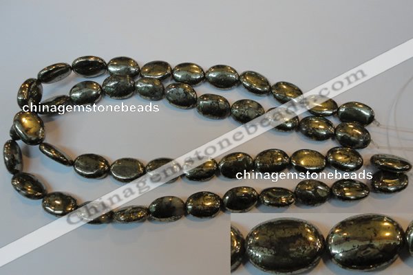 CPY312 15.5 inches 13*18mm oval pyrite gemstone beads wholesale