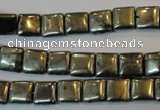 CPY315 15.5 inches 8*8mm square pyrite gemstone beads wholesale