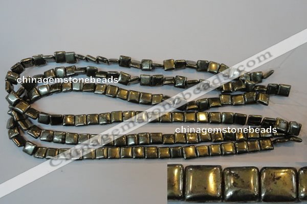 CPY315 15.5 inches 8*8mm square pyrite gemstone beads wholesale