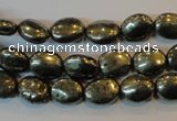 CPY32 16 inches 8*10mm oval pyrite gemstone beads wholesale