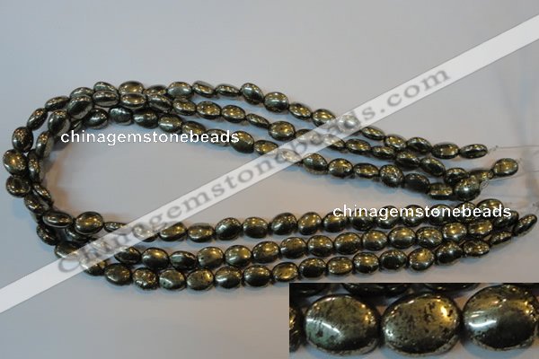 CPY32 16 inches 8*10mm oval pyrite gemstone beads wholesale