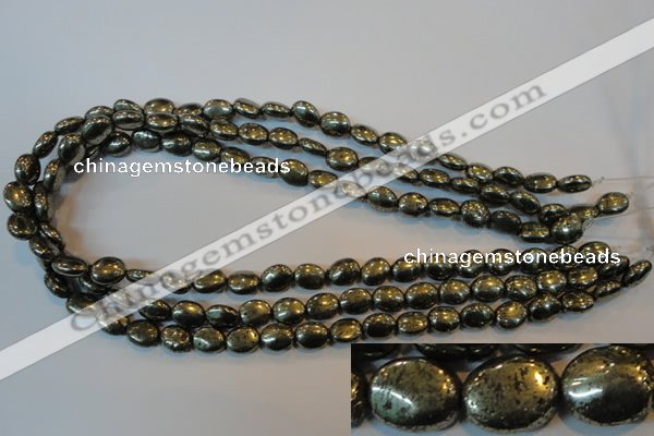 CPY32 16 inches 8*10mm oval pyrite gemstone beads wholesale