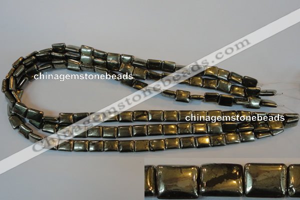 CPY320 15.5 inches 8*10mm rectangle pyrite gemstone beads wholesale