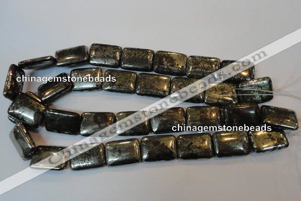 CPY325 15.5 inches 18*25mm rectangle pyrite gemstone beads wholesale