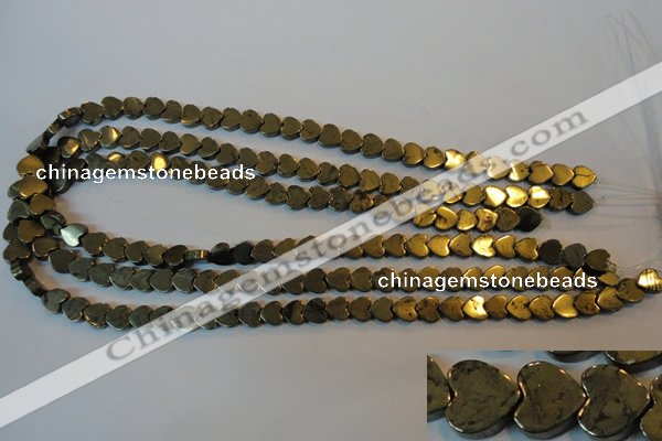 CPY331 15.5 inches 8*8mm heart pyrite gemstone beads wholesale