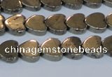 CPY332 15.5 inches 10*10mm heart pyrite gemstone beads