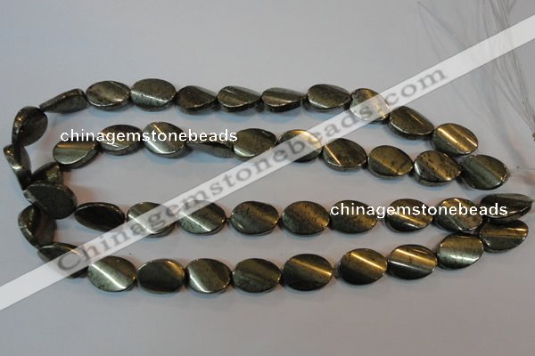 CPY335 15.5 inches 13*18mm twisted oval pyrite gemstone beads