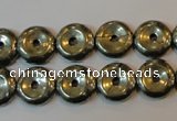 CPY336 15.5 inches 12mm donut pyrite gemstone beads wholesale