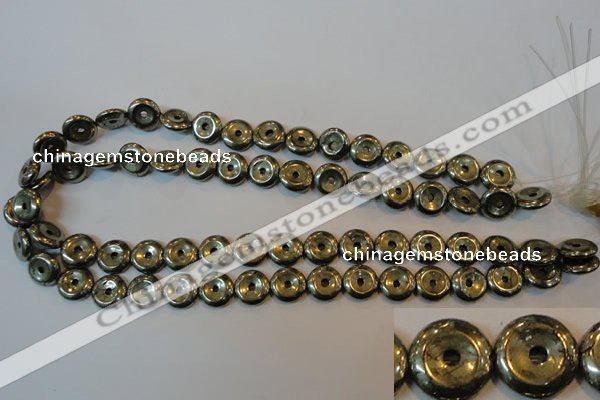 CPY336 15.5 inches 12mm donut pyrite gemstone beads wholesale