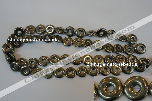 CPY338 15.5 inches 16mm donut pyrite gemstone beads wholesale