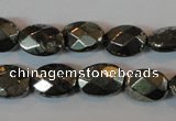 CPY343 15.5 inches 10*14mm faceted oval pyrite gemstone beads wholesale