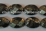 CPY344 15.5 inches 13*18mm faceted oval pyrite gemstone beads wholesale