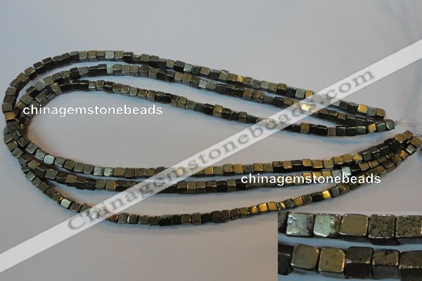 CPY350 15.5 inches 4*4mm cube pyrite gemstone beads wholesale