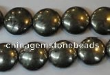 CPY36 16 inches 14mm coin pyrite gemstone beads wholesale