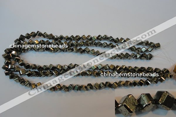 CPY361 15.5 inches 6*6mm faceted cube pyrite gemstone beads