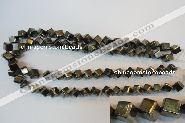 CPY362 15.5 inches 8*8mm faceted cube pyrite gemstone beads