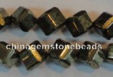 CPY363 15.5 inches 10*10mm faceted cube pyrite gemstone beads