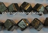 CPY364 15.5 inches 12*12mm faceted cube pyrite gemstone beads