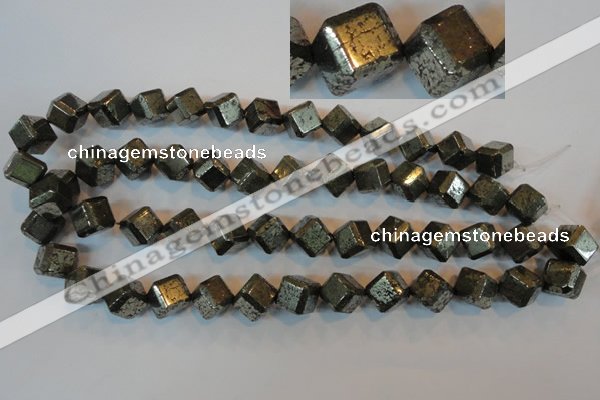 CPY364 15.5 inches 12*12mm faceted cube pyrite gemstone beads