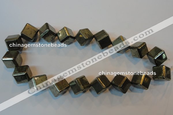 CPY365 15.5 inches 16*16mm faceted cube pyrite gemstone beads