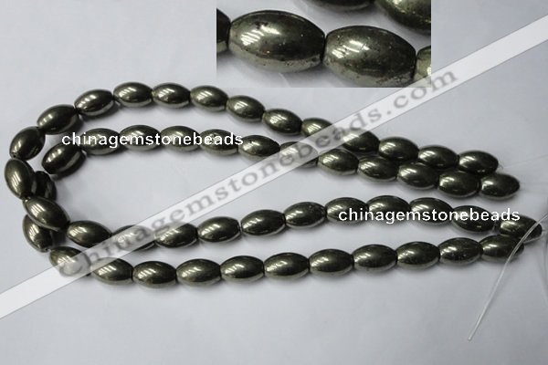 CPY367 15.5 inches 10*16mm rice pyrite gemstone beads wholesale