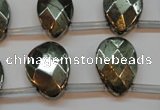 CPY376 Top drilled 15*20mm briolette pyrite gemstone beads