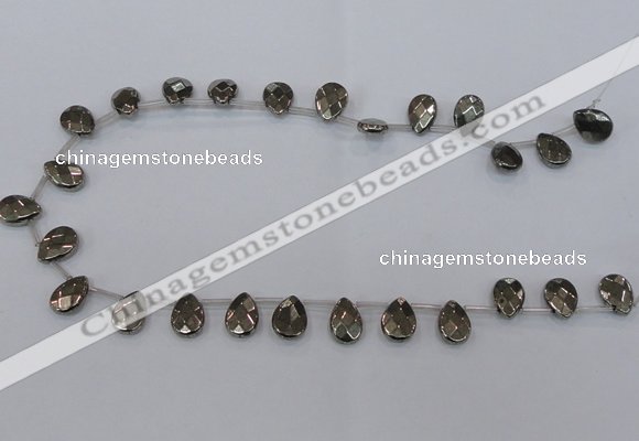 CPY377 Top drilled 10*14mm briolette pyrite gemstone beads