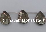 CPY378 Top drilled 12*16mm briolette pyrite gemstone beads