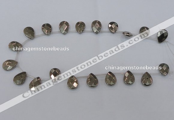 CPY378 Top drilled 12*16mm briolette pyrite gemstone beads