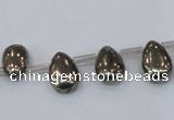 CPY382 Top drilled 7*11mm flat teardrop pyrite gemstone beads