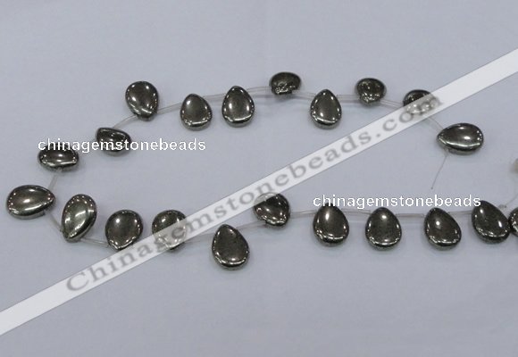 CPY386 Top drilled 15*20mm flat teardrop pyrite gemstone beads