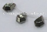 CPY389 Top drilled 11*15mm - 12*16mm faceted flat teardrop pyrite beads
