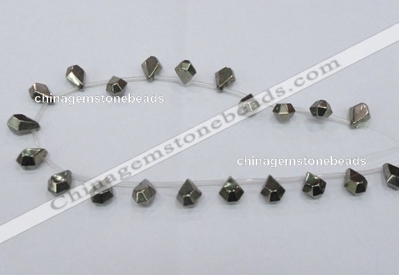 CPY389 Top drilled 11*15mm - 12*16mm faceted flat teardrop pyrite beads