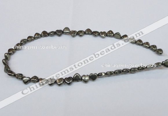 CPY390 Top drilled 8*8mm heart pyrite gemstone beads