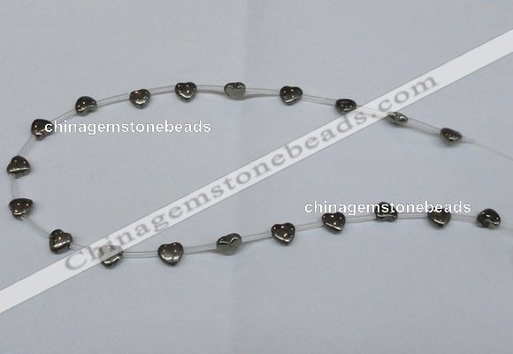 CPY391 Top drilled 8*8mm heart pyrite gemstone beads wholesale